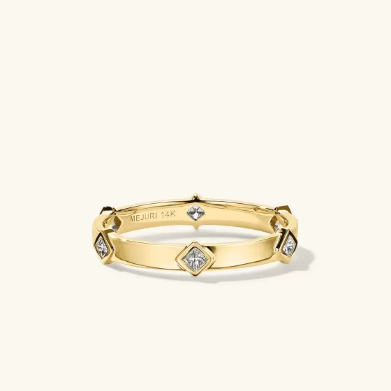 Fashion Angled Diamond Station Ring Rings