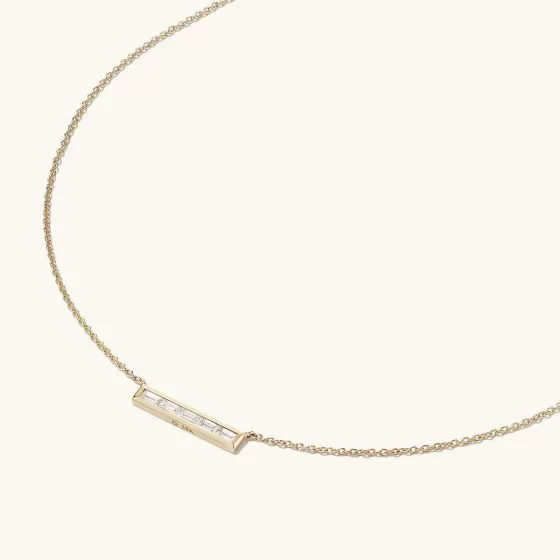 Cheap Baguette Diamond Bar Necklace Necklaces