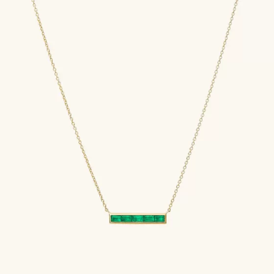 Flash Sale Baguette Emerald Bar Necklace Necklaces