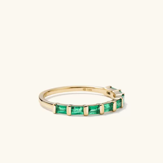 Hot Baguette Emerald Half Eternity Band Rings