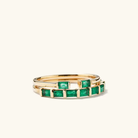 Hot Baguette Emerald Half Eternity Band Rings