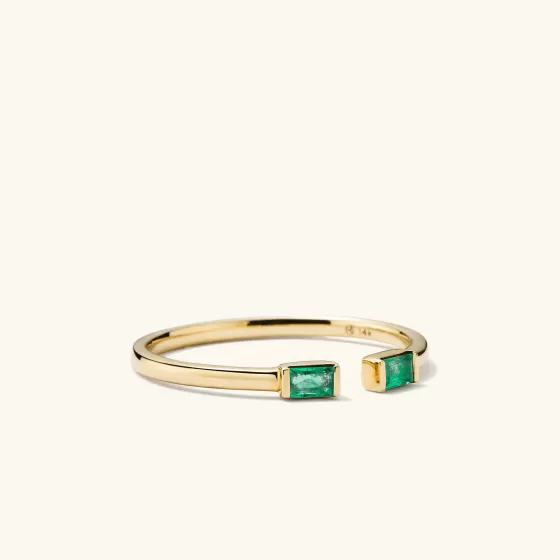 Flash Sale Baguette Emerald Open Ring Rings