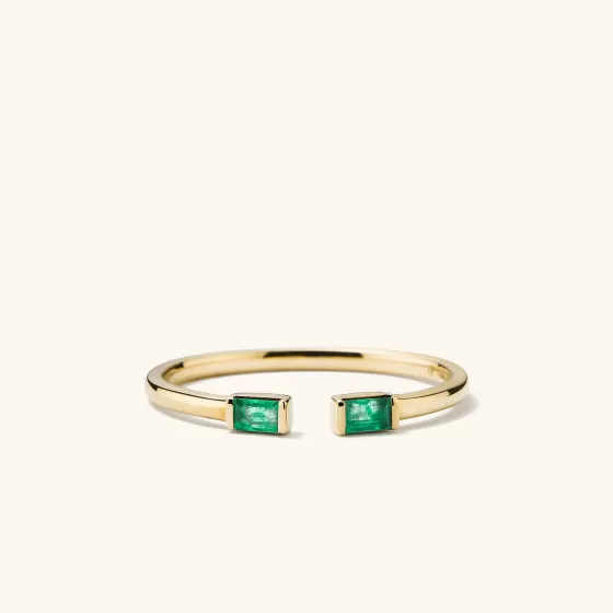 Flash Sale Baguette Emerald Open Ring Rings