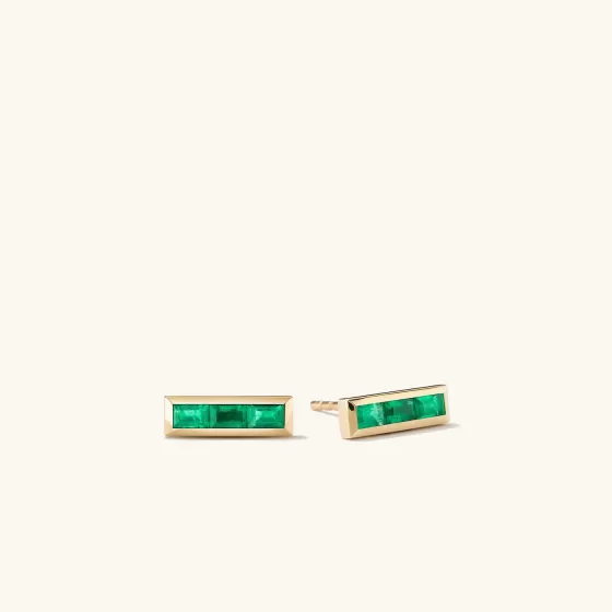 Sale Baguette Emerald Stud Earrings Earrings