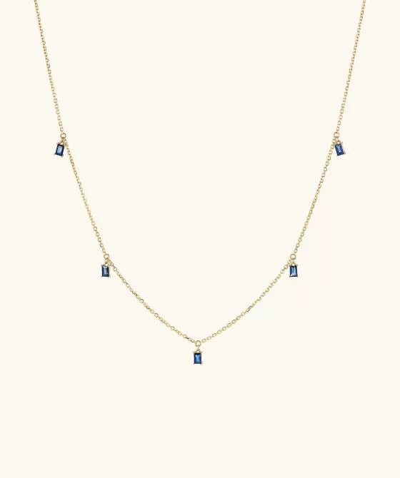 Cheap Baguette Gemstone Station Necklace Necklaces