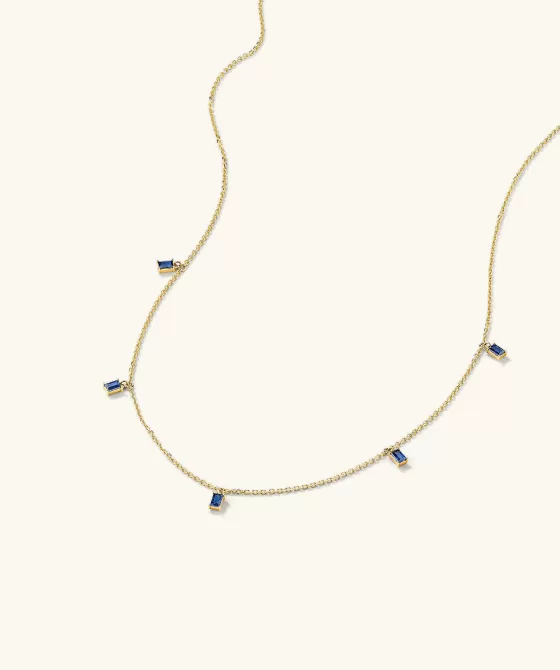 Cheap Baguette Gemstone Station Necklace Necklaces