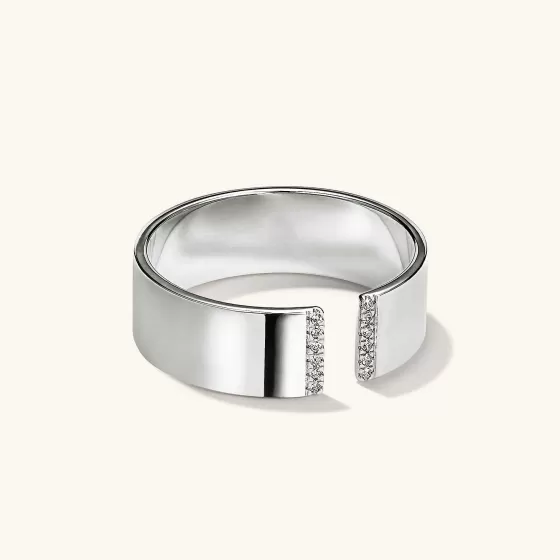 Online Beam Pav Diamond Open Cigar Band Rings