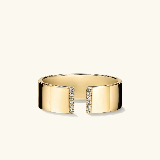 Online Beam Pav Diamond Open Cigar Band Rings