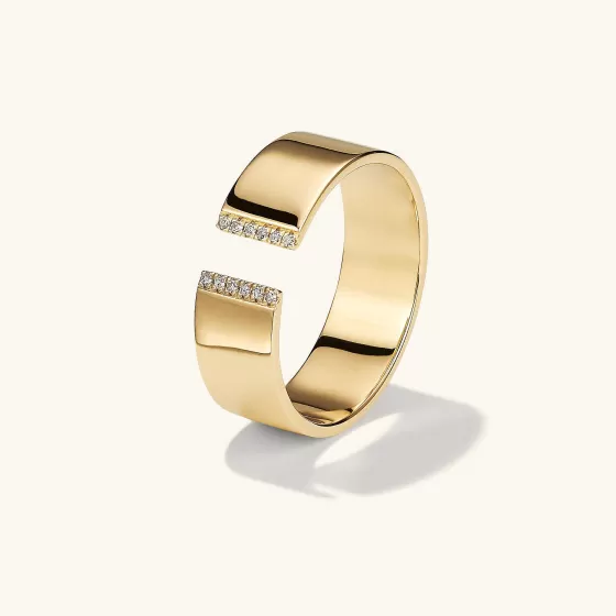 Online Beam Pav Diamond Open Cigar Band Rings