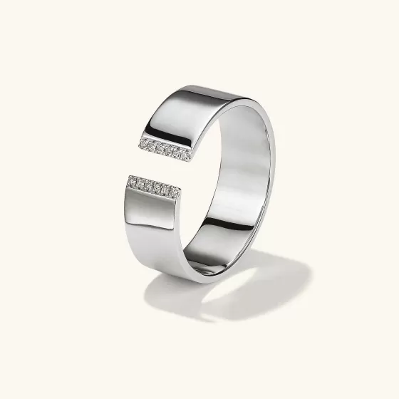Online Beam Pav Diamond Open Cigar Band Rings