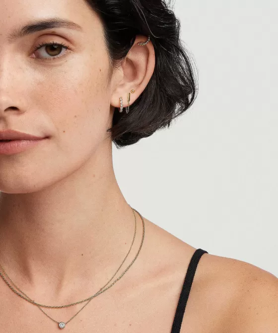 Shop Bezel Lab Grown Diamond Huggies Earrings