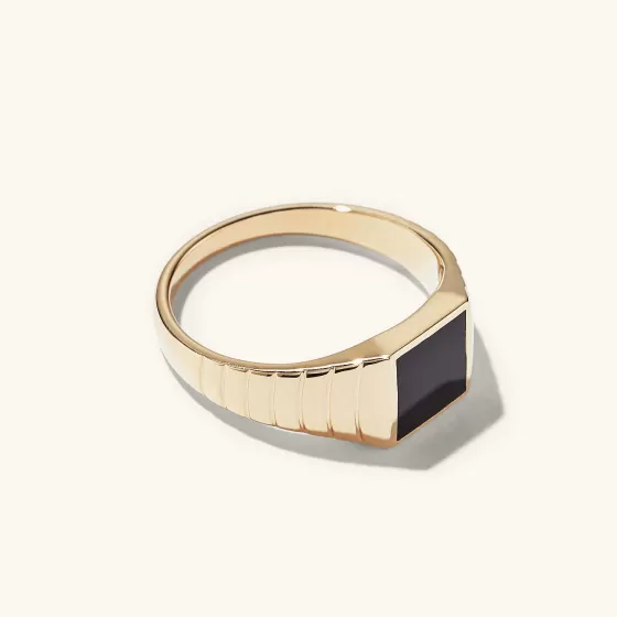 Online Black Onyx Square Signet Ring Rings