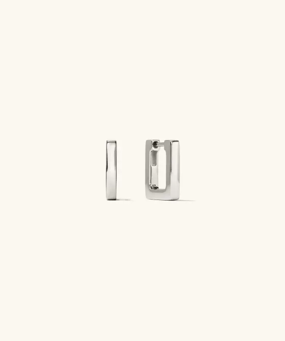 Online Block Small Hoops Earrings