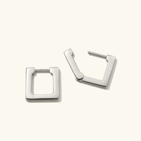 Online Block Small Hoops Earrings