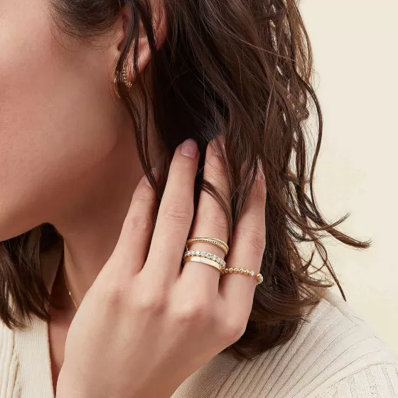 Cheap Bold Beaded Diamond Open Ring Rings