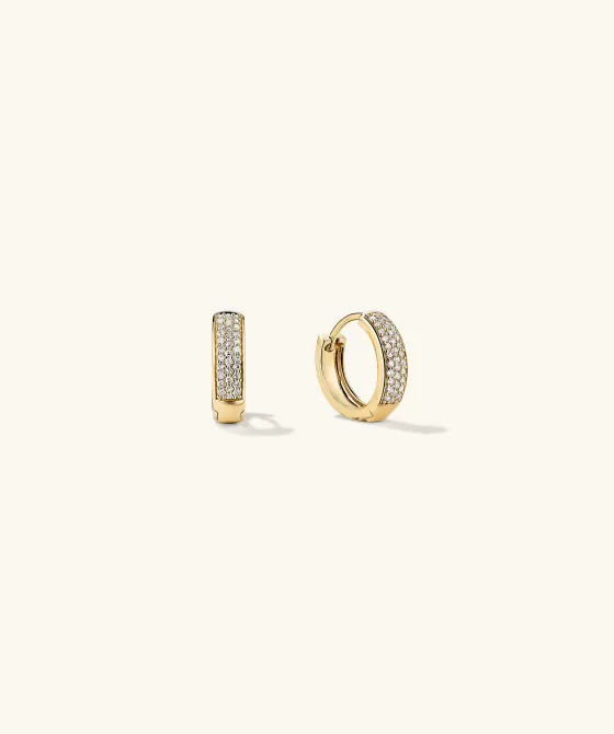 Store Bold Pav Diamond Huggie Hoops Earrings