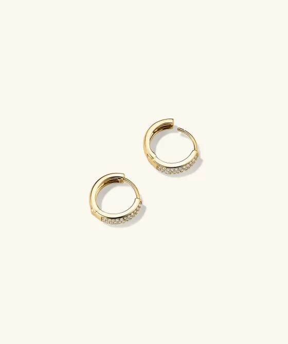 Store Bold Pav Diamond Huggie Hoops Earrings