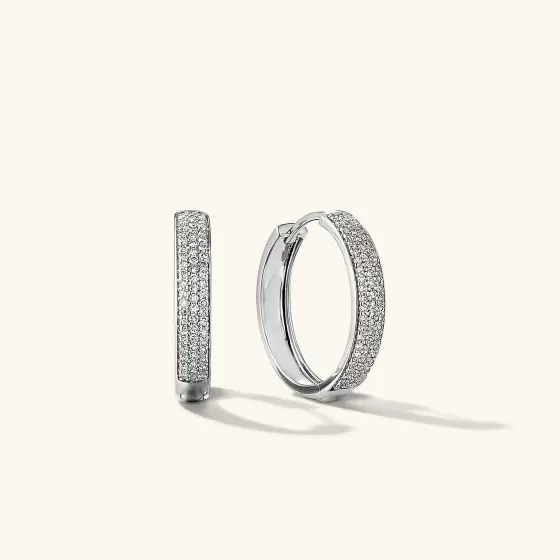 Sale Bold Pav Diamond Medium Hoops Earrings