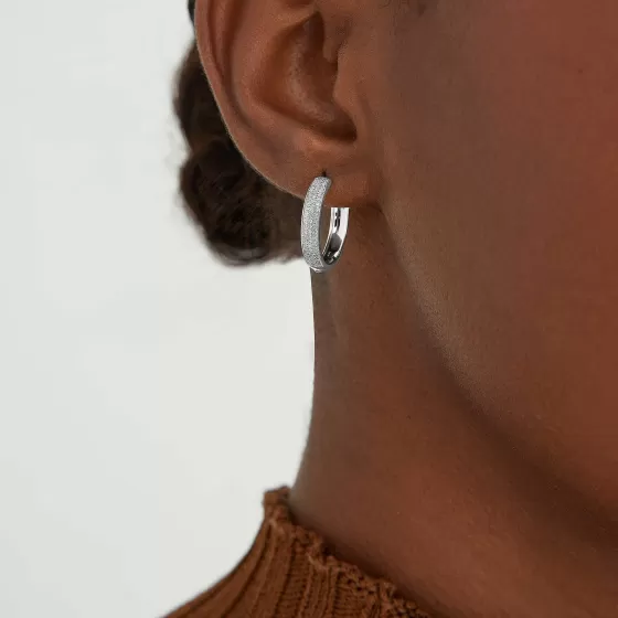 Sale Bold Pav Diamond Medium Hoops Earrings