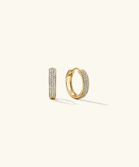 Shop Bold Pav Diamond Small Hoops Earrings