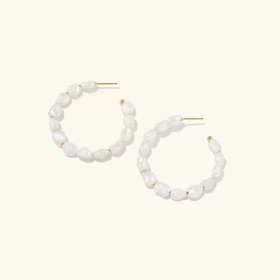 Clearance Bold Pearl Hoop Earrings Earrings