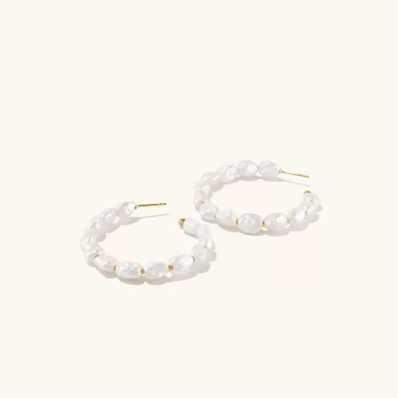 Clearance Bold Pearl Hoop Earrings Earrings