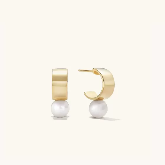Flash Sale Bold Pearl Huggies Earrings