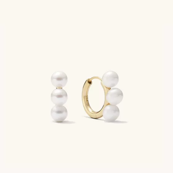 Flash Sale Bold Pearl Trio Hoop Earrings Earrings