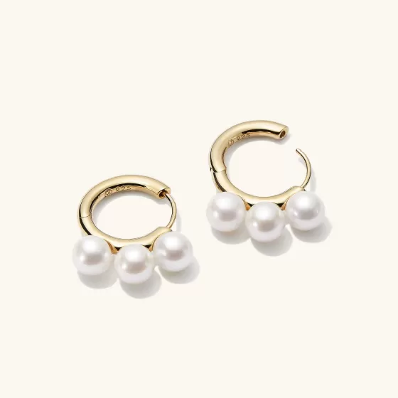 Flash Sale Bold Pearl Trio Hoop Earrings Earrings