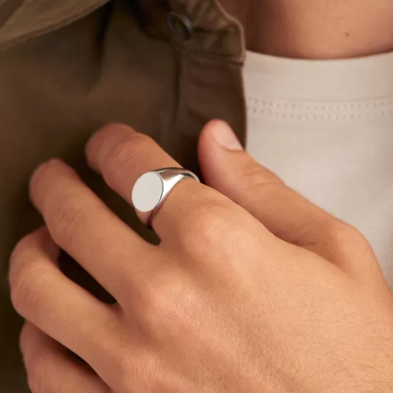 Fashion Bold Round Signet Ring Rings