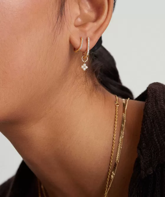 Flash Sale Cluster Pearl Hoop Charm Earrings