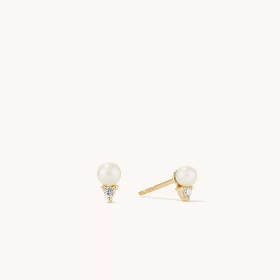 Fashion Diamond Pearl Studs Earrings