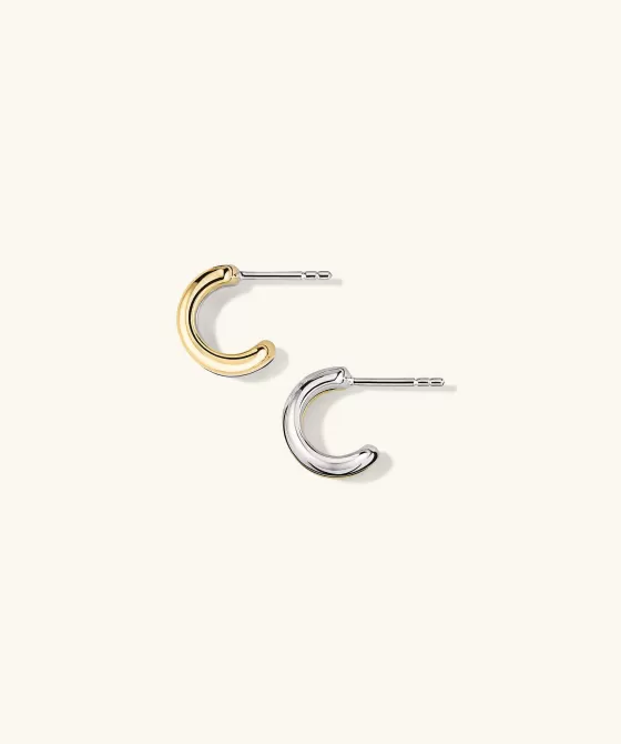 Cheap Duet Mixed Huggie Hoops Earrings