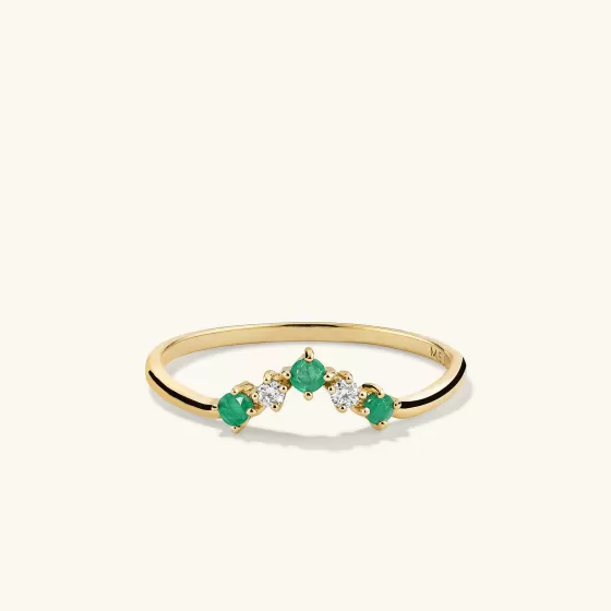 Online Emerald And Diamond Wishbone Ring Rings