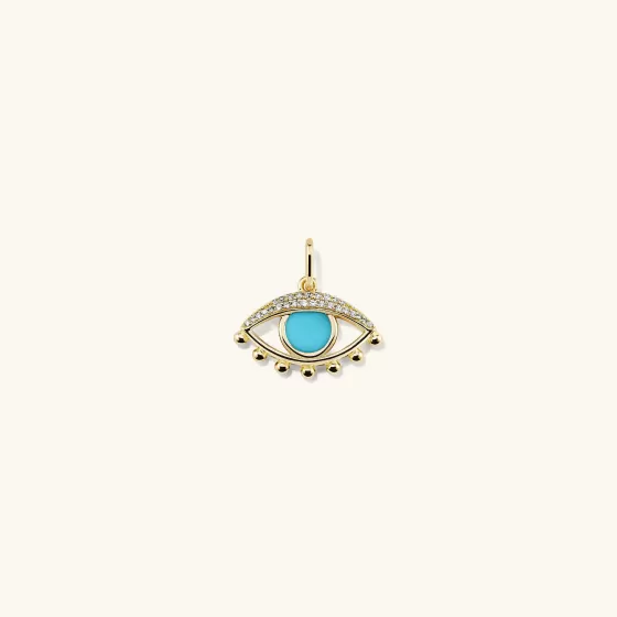 Discount Evil Eye Pav Diamond & Turquoise Charm Pendant Necklaces