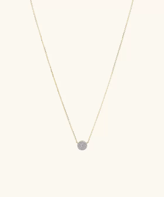 Discount Large Pav Diamond Round Necklace Necklaces