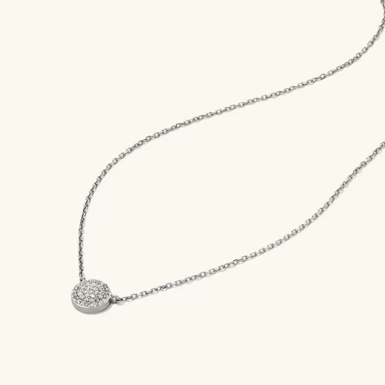 Online Large Pav Diamond Round Necklace Necklaces