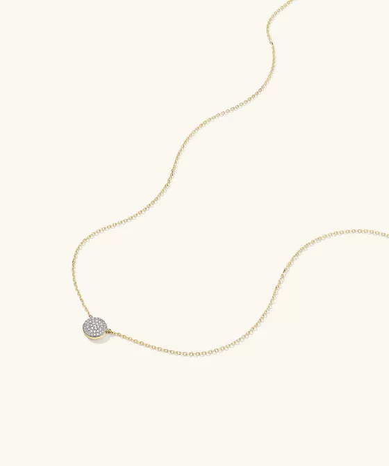 Discount Large Pav Diamond Round Necklace Necklaces