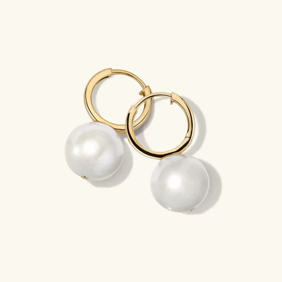 Best Sale Large Pearl Huggies Earrings