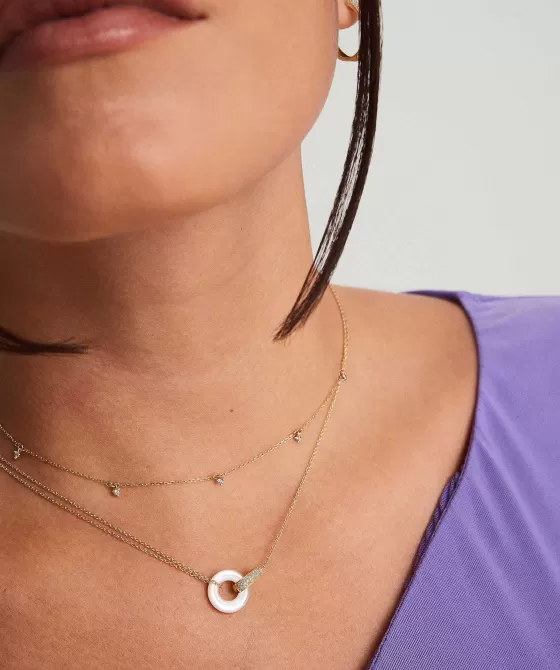 Cheap Linked Pav Diamond Pearl Necklace Necklaces