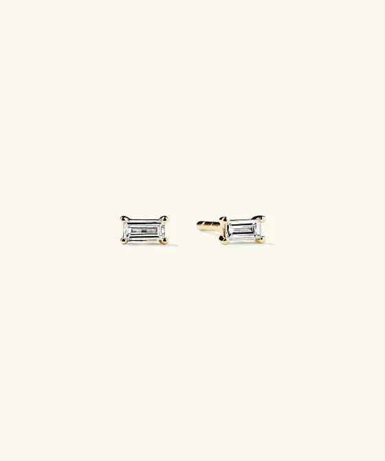 Flash Sale Mini Baguette Diamond Studs Earrings