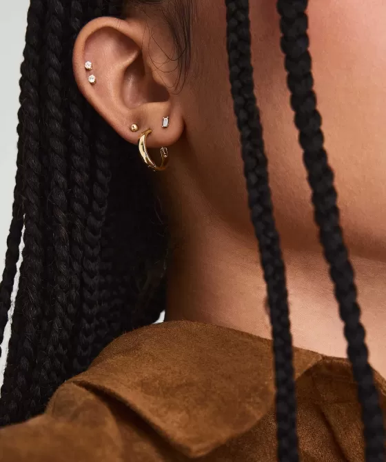 Flash Sale Mini Baguette Diamond Studs Earrings