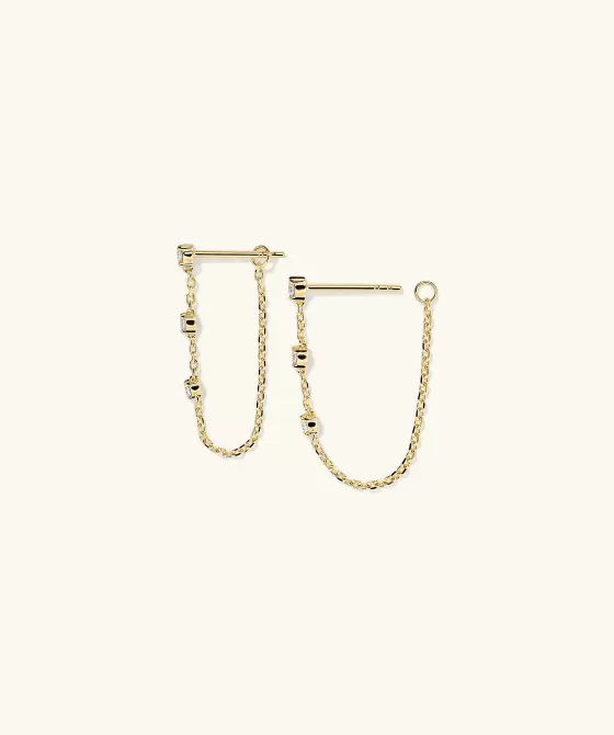 Shop Mini Diamond Chain Studs Earrings