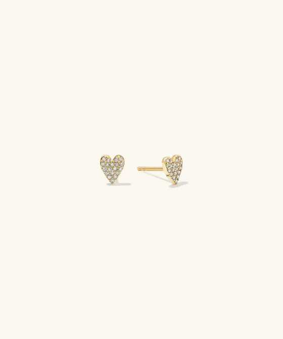 Best Sale Mini Heart Pav Diamond Stud Earrings Earrings