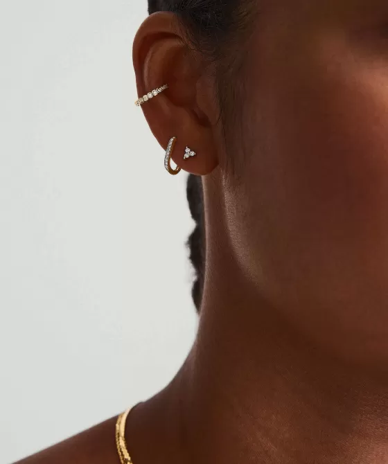 New Mini Lotus Diamond Stud Earrings