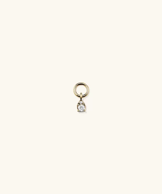 Shop Mini Pear Diamond Hoop Charm Earrings