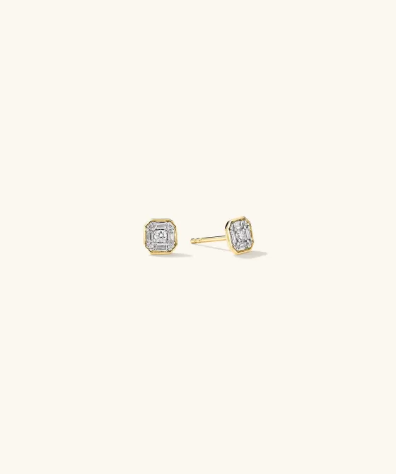 Hot Mosaic Cushion Diamond Studs Earrings