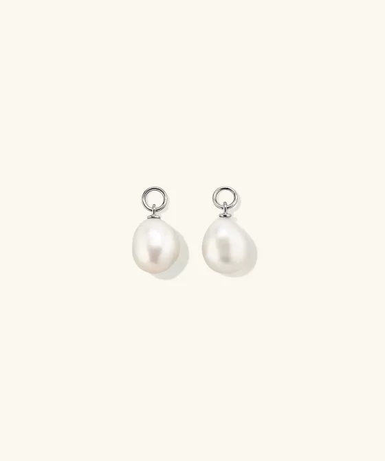 Sale Organic Pearl Hoop Charms Earrings
