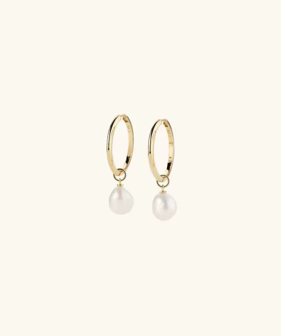 Shop Organic Pearl Hoop Charms Earrings