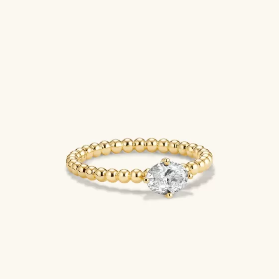 Cheap Oval Diamond Bold Beaded Ring Rings
